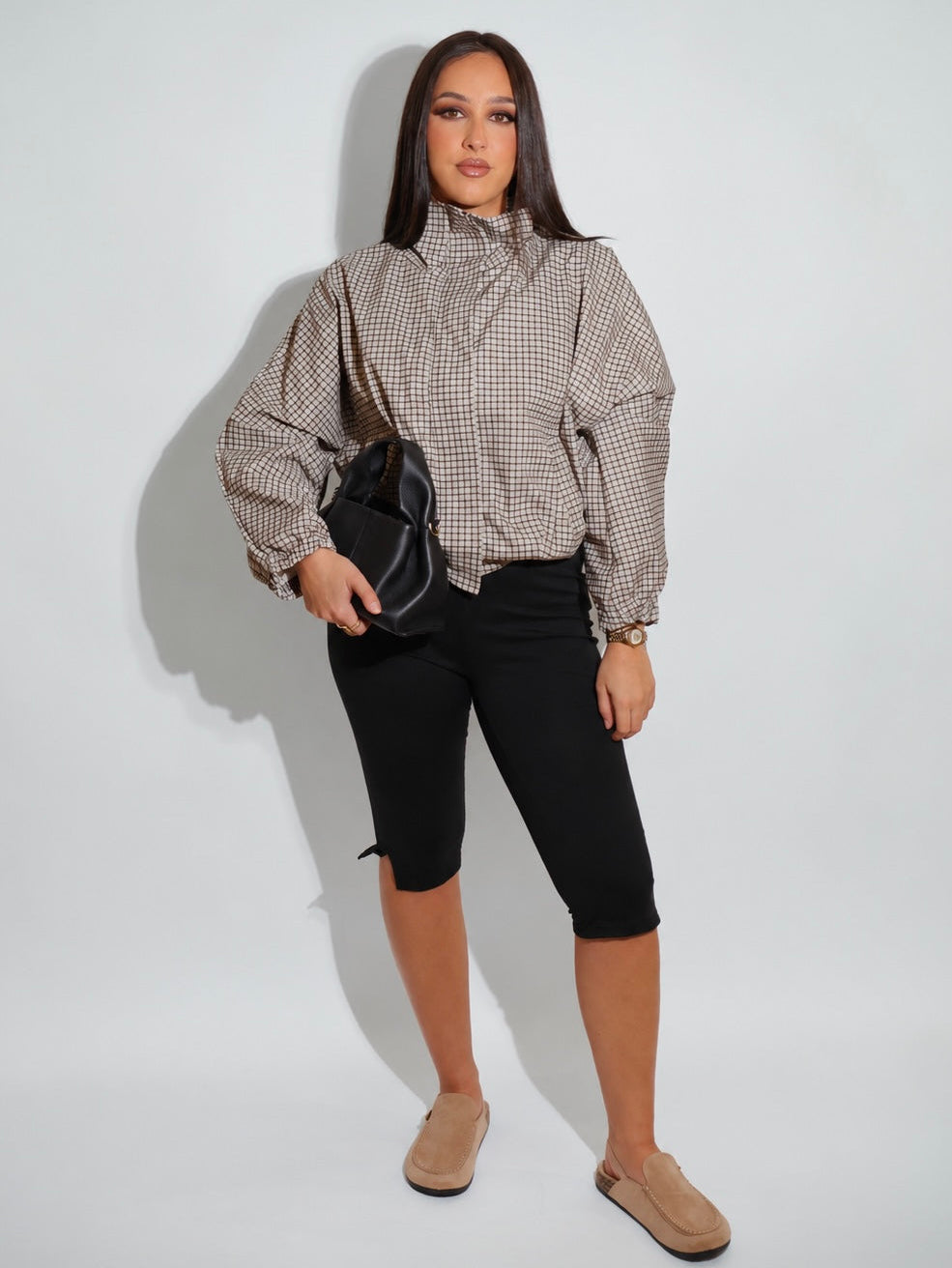 Veste bomber à carreaux