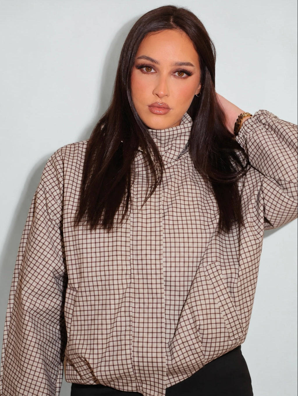 Veste bomber à carreaux